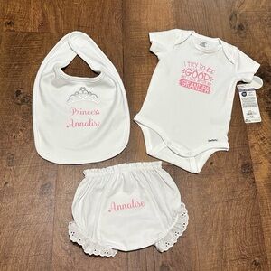 White and Pink Baby Outfit Set